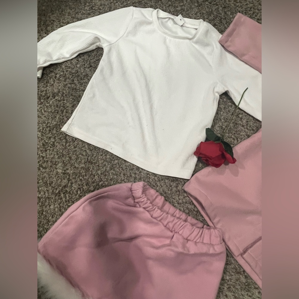 Pink Faux Fur Trim Coat Set - Picture 3 of 4
